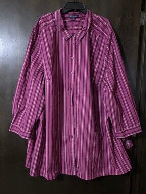 Roaman's Multicolored Striped Long Sleeve Button-Up Shirt Women's Size 40W